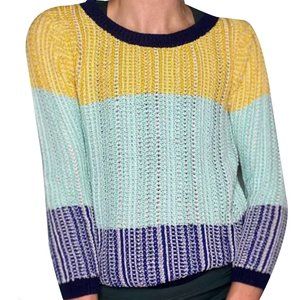 Club Monaco color block sweater, knit sweater, pastel color sweater, size S